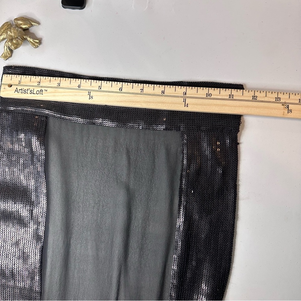 Sequined Trim Black Scarf/Wrap 11 1/2” x 57” Sheer Evening READ - Picture 5 of 6
